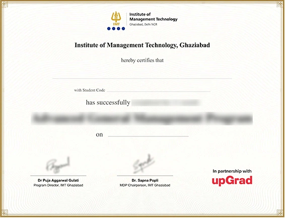 IMT Ghaziabad sample certificate