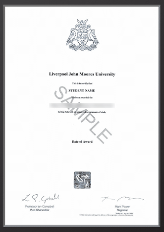 Liverpool John Moores University Sample Certificate
